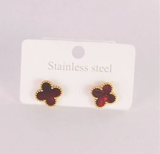 Nayra Earrings Burgundy Red